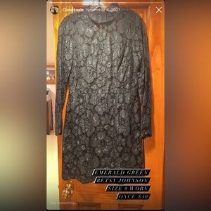 Betsey Johnson Black Sheath Dress with Long Sleeves